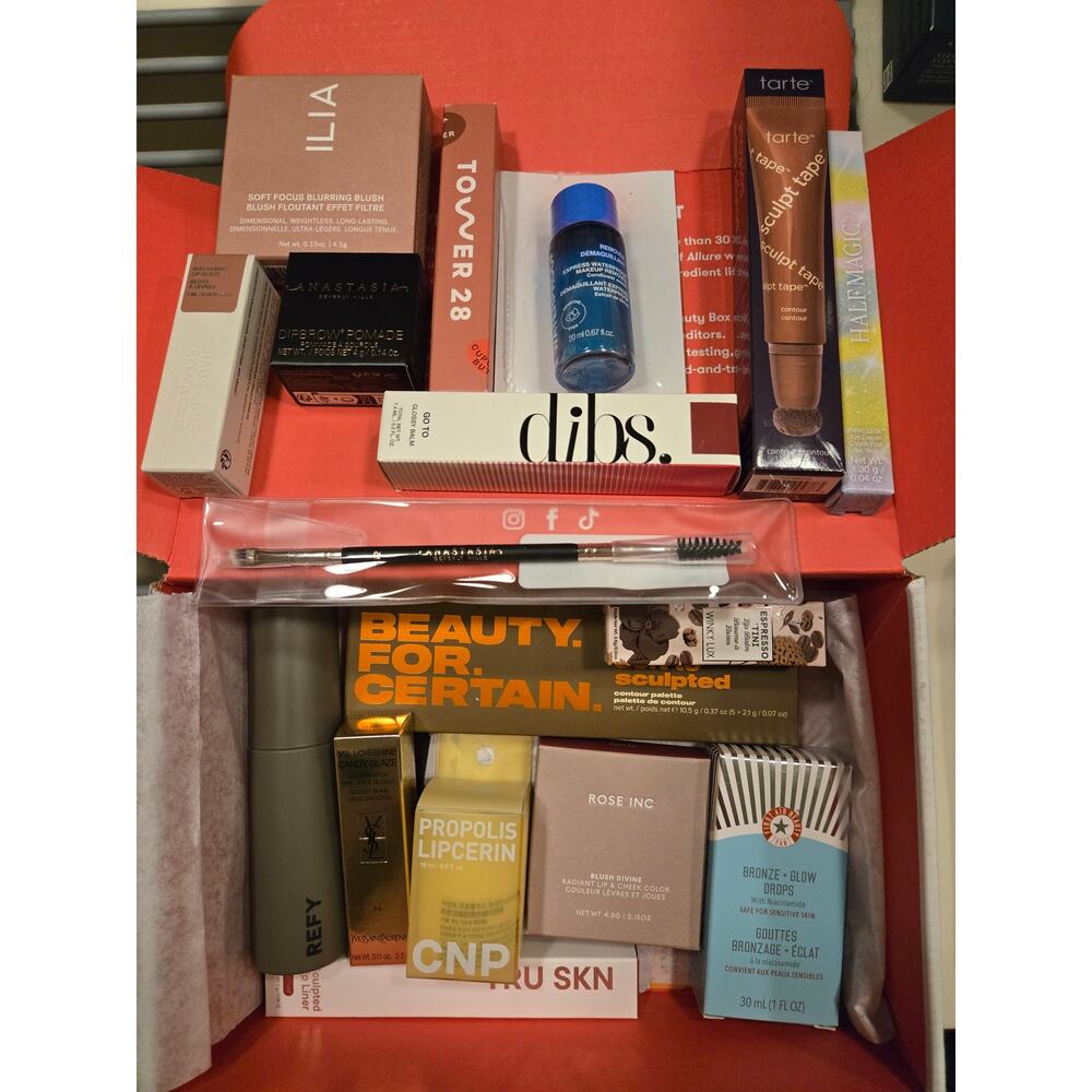 Allure Beauty Box Fab Fit Fun Box Makeup Skincare Haircare Bundle Blush Lip Skin - Picture 1 of 4